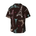 thumbnail image 2 of KLL Eiffel Tower Print Men's Shirt Short Sleeve Button Down Summer Cuba Beach Shirts- Small, 2 of 7