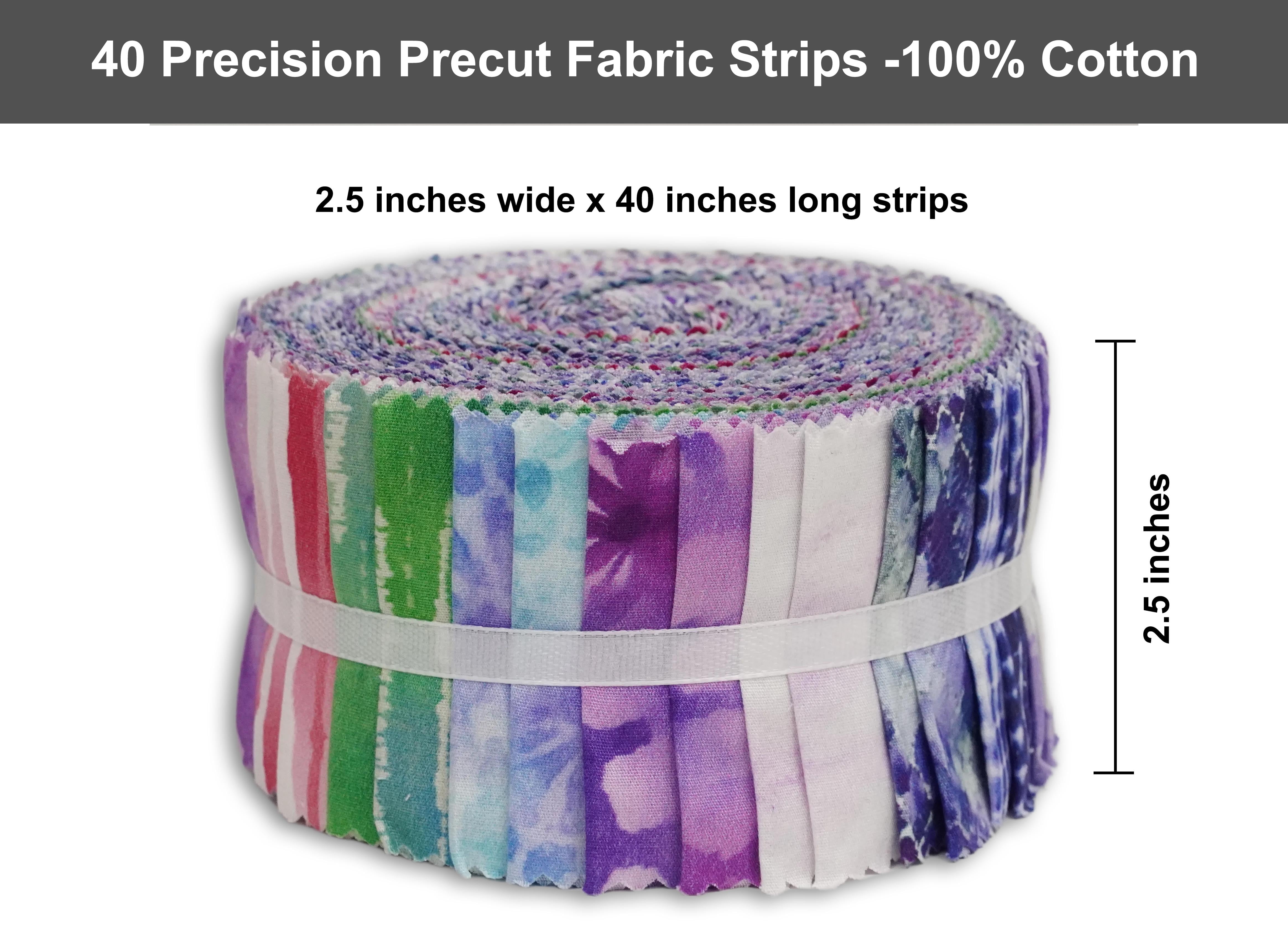 Soimoi 40Pcs Tie & Dye Print Precut Fabrics Strips Roll Up 2.5x42inches Cotton Jelly Rolls for Quilting