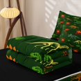 thumbnail image 6 of Homewish Wild Dino Zipper Queen Comforter Set with Fitted Sheet and 2 Pillowcases,Dinosaur Skeleton Zipper Bedding Set,Green Orange,Black Reversible,4pcs, 6 of 8