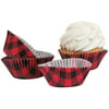 Plaid Cupcake Wrappers - Bulk 100 Pack - Christmas Baking Cups and Lumberjack Party Supplies