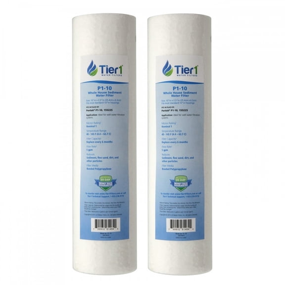 Tier1 1 Micron 20 x 2.5 Whole House Water Filter | Spun Wound Polypropylene Sediment Depth Filtration | Replacement for Pentek P1-20, SP-P1-20, PX01-20 | 2.5 x 20 Water Filter Cartridge (25 Pack)