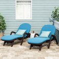 thumbnail image 2 of Riley Outdoor Faux Wicker Chaise Lounges with Cushion (Set of 2), Dark Brown and Blue, 2 of 8