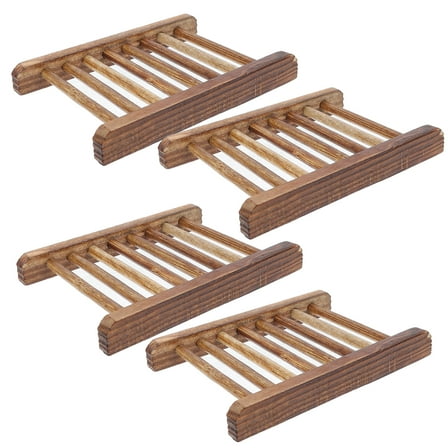4pcs Wood Soap Holder Bathroom Wooden Trays Bathtub Shower Dish Accessories Soap Dish
