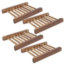 4pcs Wood Soap Holder Bathroom Wooden Trays Bathtub Shower Dish Accessories Soap Dish