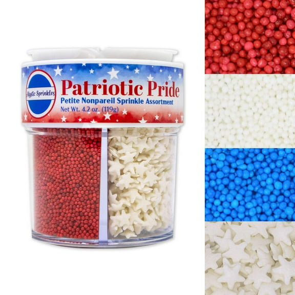 Mystic Sprinkles Patriotic Pride Nonpareil Petite Sprinkle Assortment 4.2oz