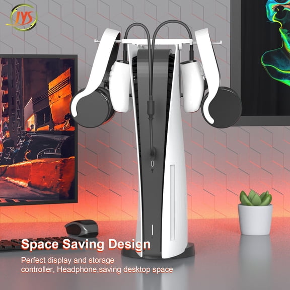 Universal Foldable Game Controller Wall Mount   2-in-1 Charging Cable Bundle - Space-Saving Storage Stand for PS5/PS4/Xbox/Switch Wireless Controllers & Headsets
