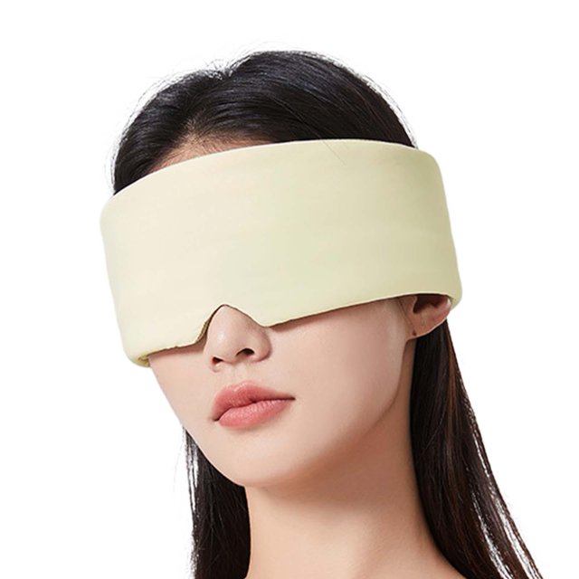 Máscara para Dormir XCF Doble Cara Efecto Opaco Seda Helada Diadema Ajustable Amarillo Claro Verde Fruta