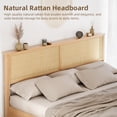 thumbnail image 6 of Studyset Natural Rattan Full Size Bed Frame with Sliding Barn Door Storage Cabinets,LED Light Headboard,Boho Farmhouse Wood Platform Bed with Solid Wood Legs Support,Noiseless,No Box Spring Needed, 6 of 8