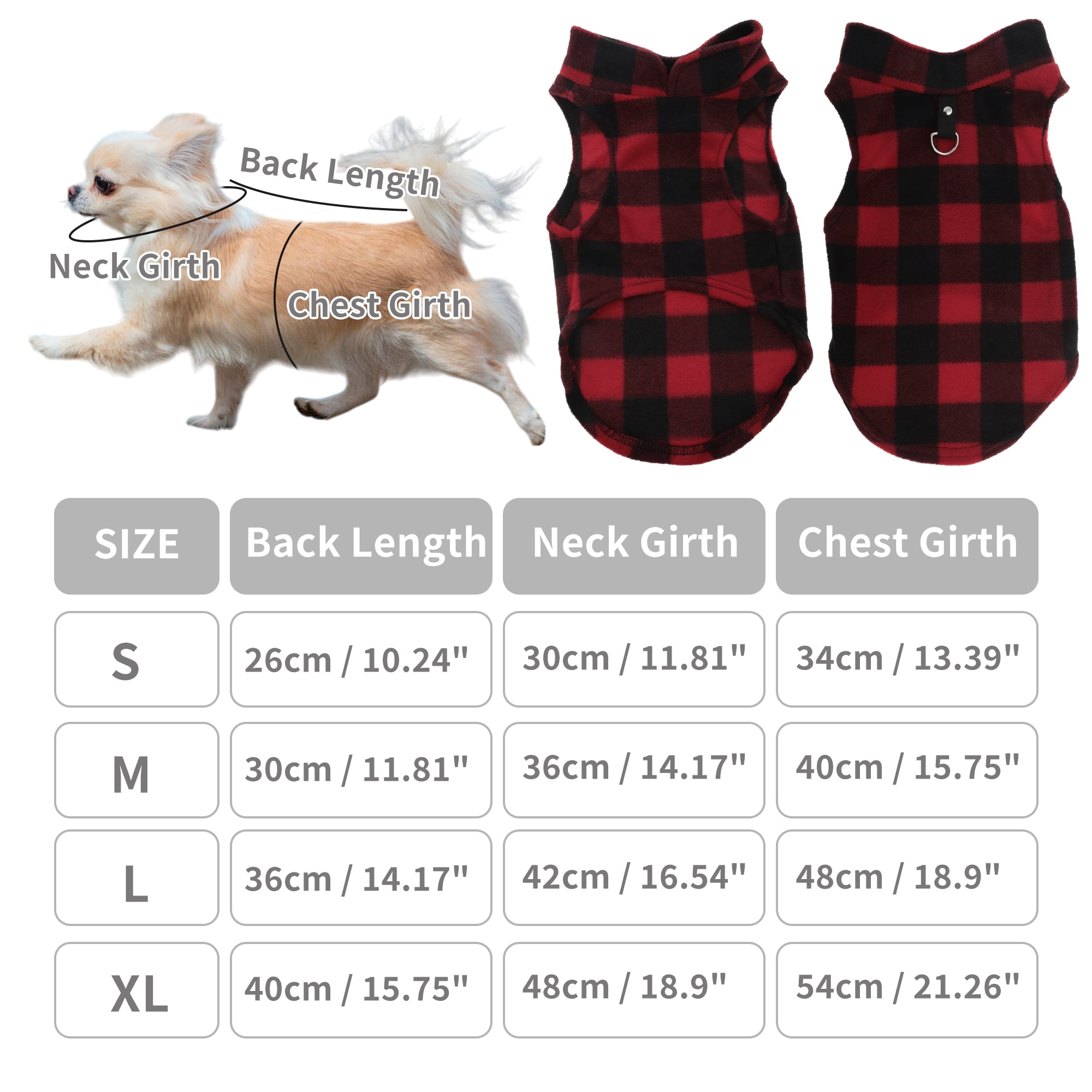 Unique Bargains Small Dog Cat Jumpers Plaid Polar Fleece Clothes Red Black L