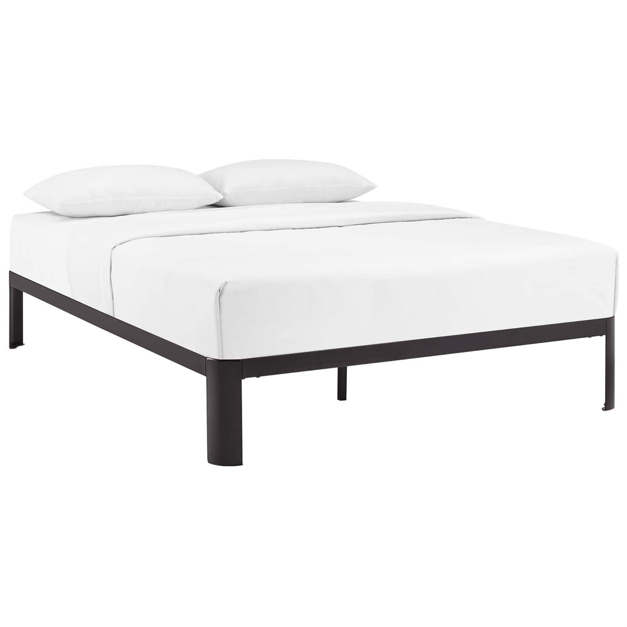 Corinne Modern Queen Metal Bed Frame with Wood Slats