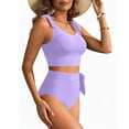 thumbnail image 5 of Blmnix Tankini Swimsuits Swimsuit Women Set Two Piece Swimsuit Swim Dress Crew Neck Purple 2 Piece Swimsuit for Women,XL, 5 of 7