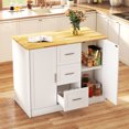 thumbnail image 2 of HOMCOM Îlot de Cuisine avec Espace Assis 2 Armoires de Rangement 3 Tiroirs Blanc, 2 of 10