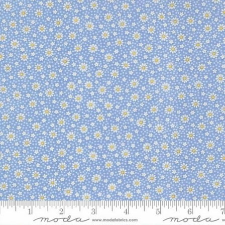 Cotton 30's Playtime 2025 by Linzee McCray Flowers Floral Daisies Pattern Moda Fabrics Blue Cotton Fabric Print by the Yard (23379-17)