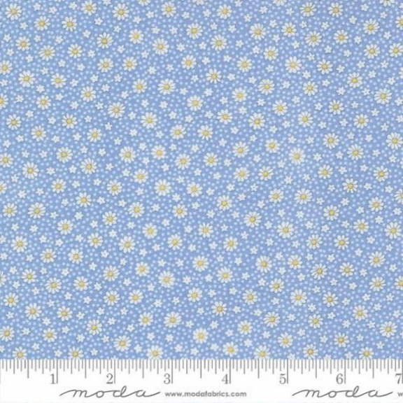 Cotton 30's Playtime 2025 by Linzee McCray Flowers Floral Daisies Pattern Moda Fabrics Blue Cotton Fabric Print by the Yard (23379-17)