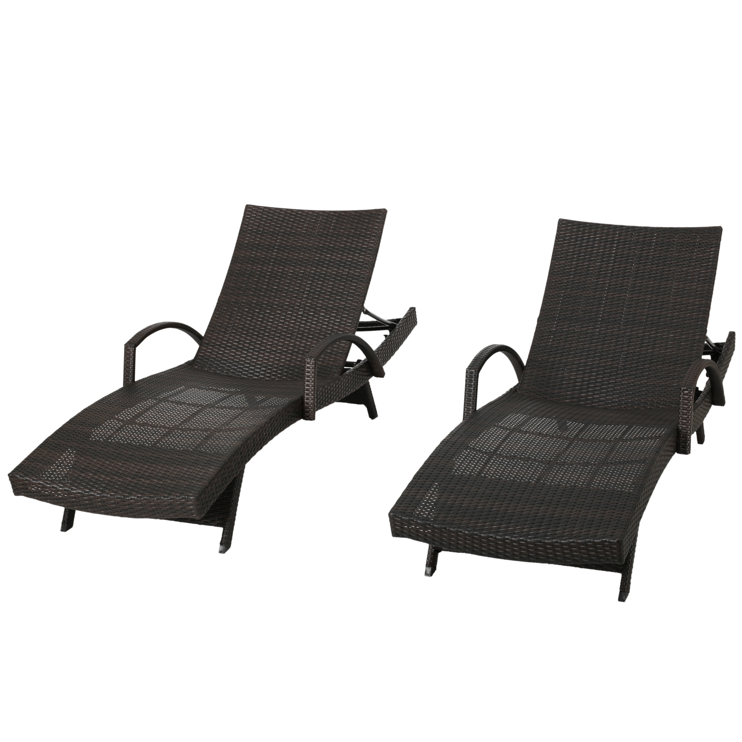 Julian Outdoor Wicker Chaise Lounge, Set of 4, Grey