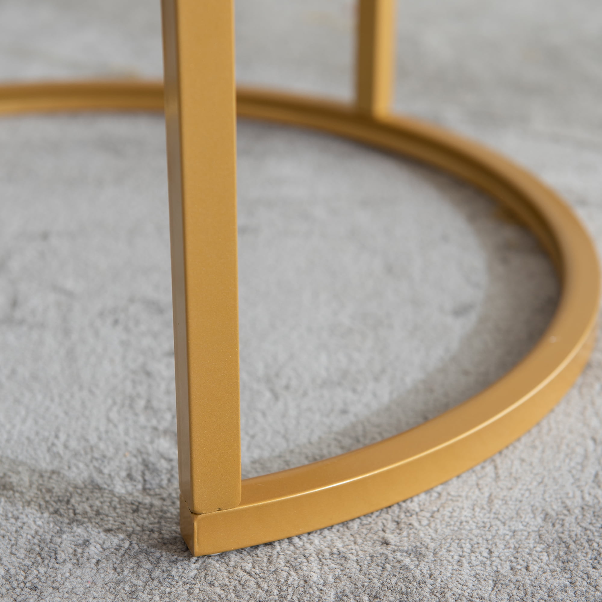 YYAo Round Nesting Coffee Set of 2, Modern Marble Accent Table with Sturdy Metal Legs for Living Room Office Balcony, Gold YYAo Round Nesting Coffee Set of 2, Modern Marble Accent Table with Sturdy Metal Legs for Living Room Office Balcony, Gold