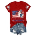 thumbnail image 5 of NMMUED Womens 250 Years Graphic T-shirts Patriotic Floral American Flag V Neck Short Sleeve Tops 4th of July Independence Day Since 1776 Casual Summer Holiday Wear Red M, 5 of 8