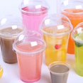 thumbnail image 4 of DEELLEEO 100Pcs 360ml Disposable Clear Plastic Cups with a Hole Dome Lids for Tea Fruit Juice Milk Tea with Covers, 4 of 6
