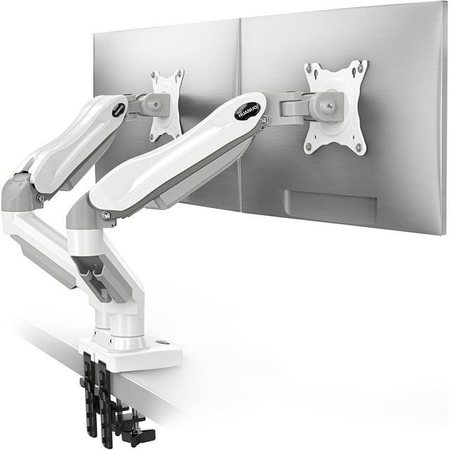 Support Double pour Moniteur pour to es Ressort Pneumatique Support Double pour Moniteur Entièrement Flexible Réglable avec Inclinaison Pivotement Rotation VESA / Lb par Bras