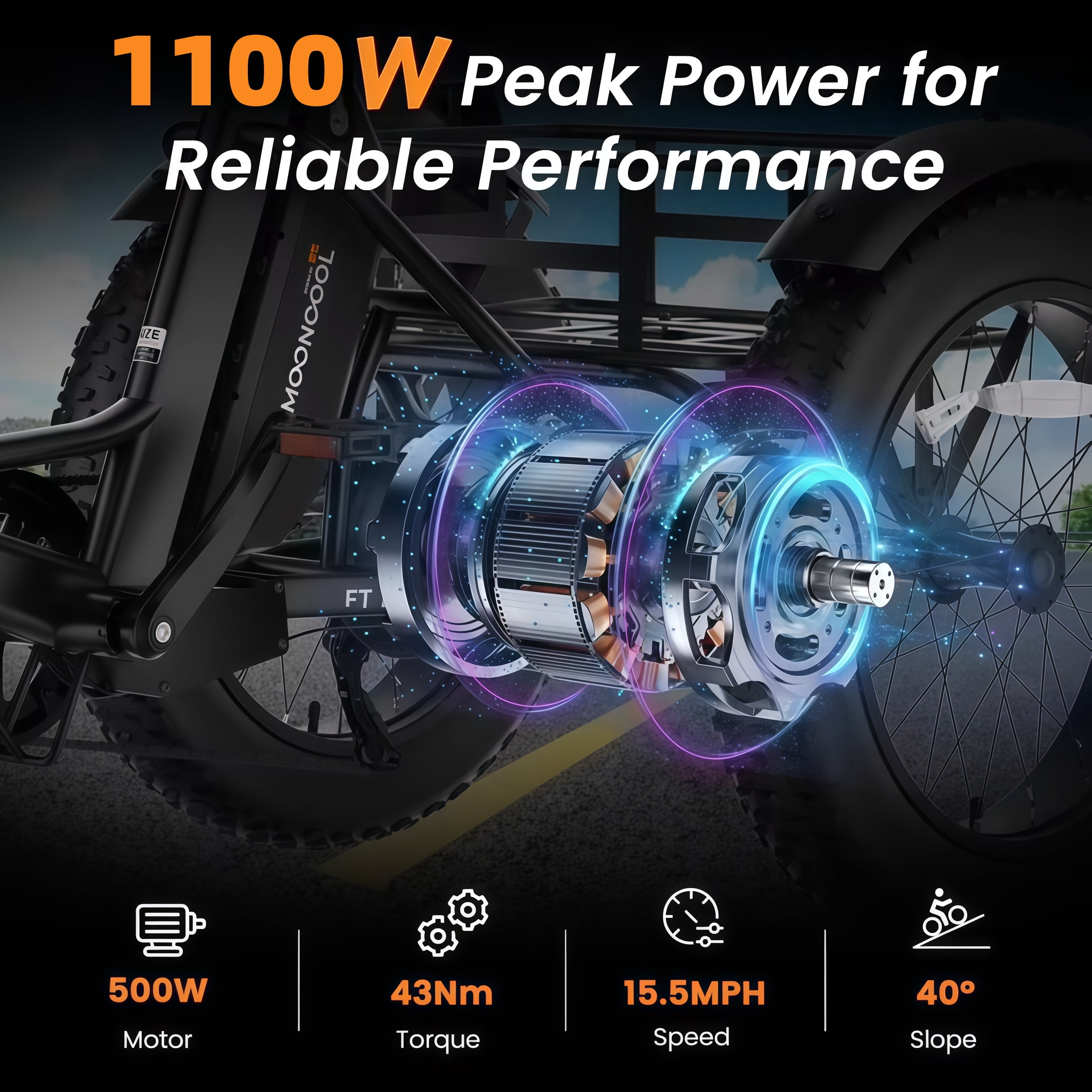MOONCOOL Folding Electric Tricycle for Adults, 20" x 4" Fat Tire Electric Trike, 48V Peak 1092W  Electric Bicycle, 3 Wheels 7 Speed Ebike w/ 14.5Ah Removable Battery& Speed Differential Mechanism