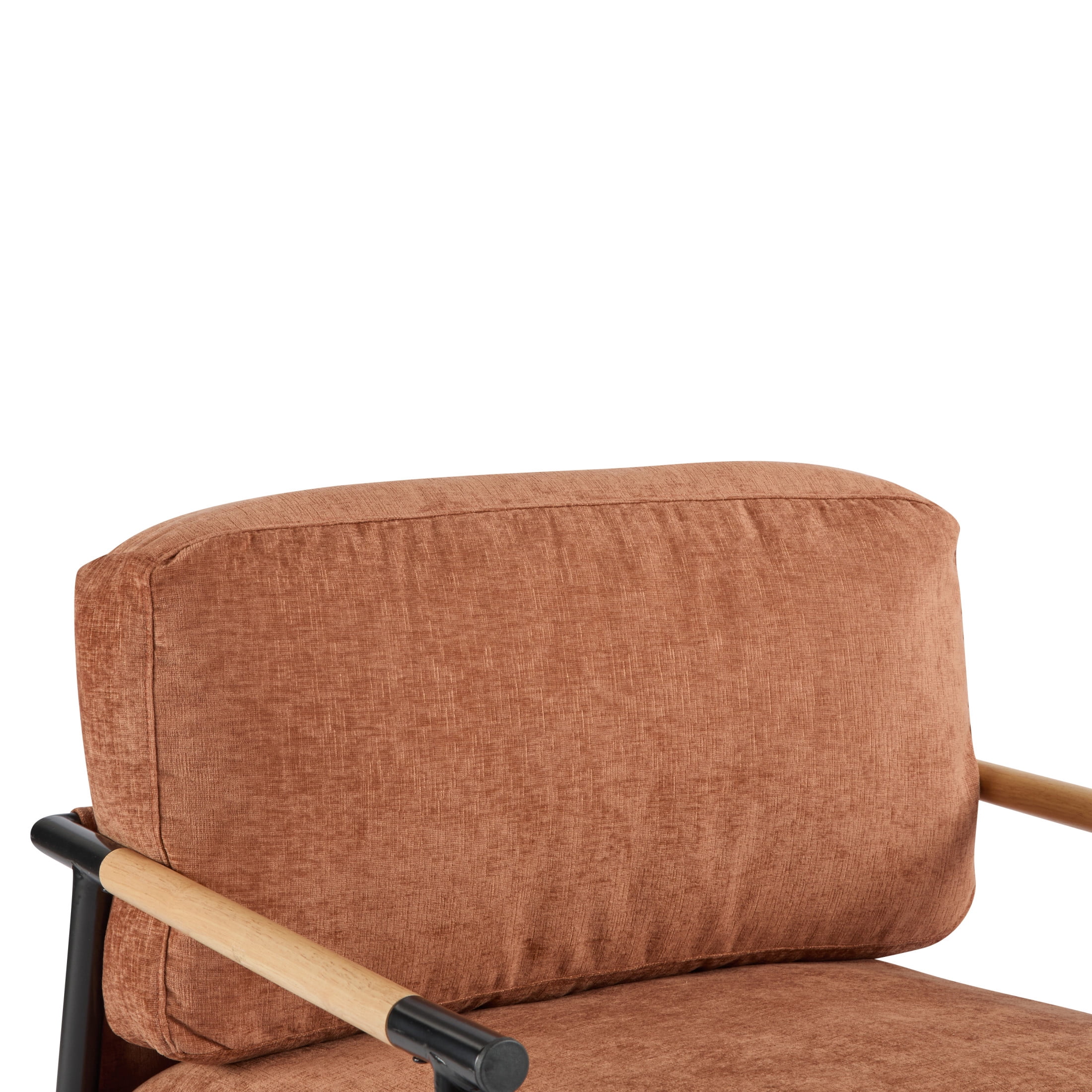 Christopher Knight Home Mid-Century Modern Upholstered Accent Chair, Wooden Armrest, Metal Frame, Orange