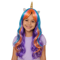thumbnail image 1 of Peluca De Unicornio Para Disfraz Cosplay Niña Naranja Azul y Morado, 1 of 6