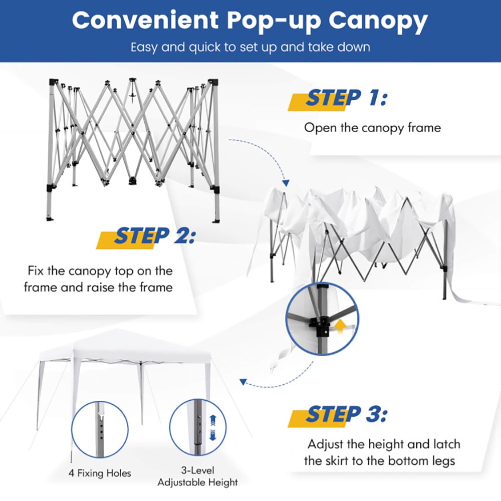 Aimee Lii 10 x 10 Feet Outdoor Pop-up Patio Canopy for Beach and Camp, Outdoor Patio Awnings for Party BBQ Events, White Aimee Lii 10 x 10 Feet Outdoor Pop-up Patio Canopy for Beach and Camp, Outdoor Patio Awnings for Party BBQ Events, White
