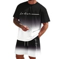 thumbnail image 6 of Mens Short Sets 2 Piece Outfits Short Sleeve Crew Neck T Shirts and Drawstring Wide Leg Shorts Summer Casual Beach Vacation Track Suits, 4XL, 6 of 6