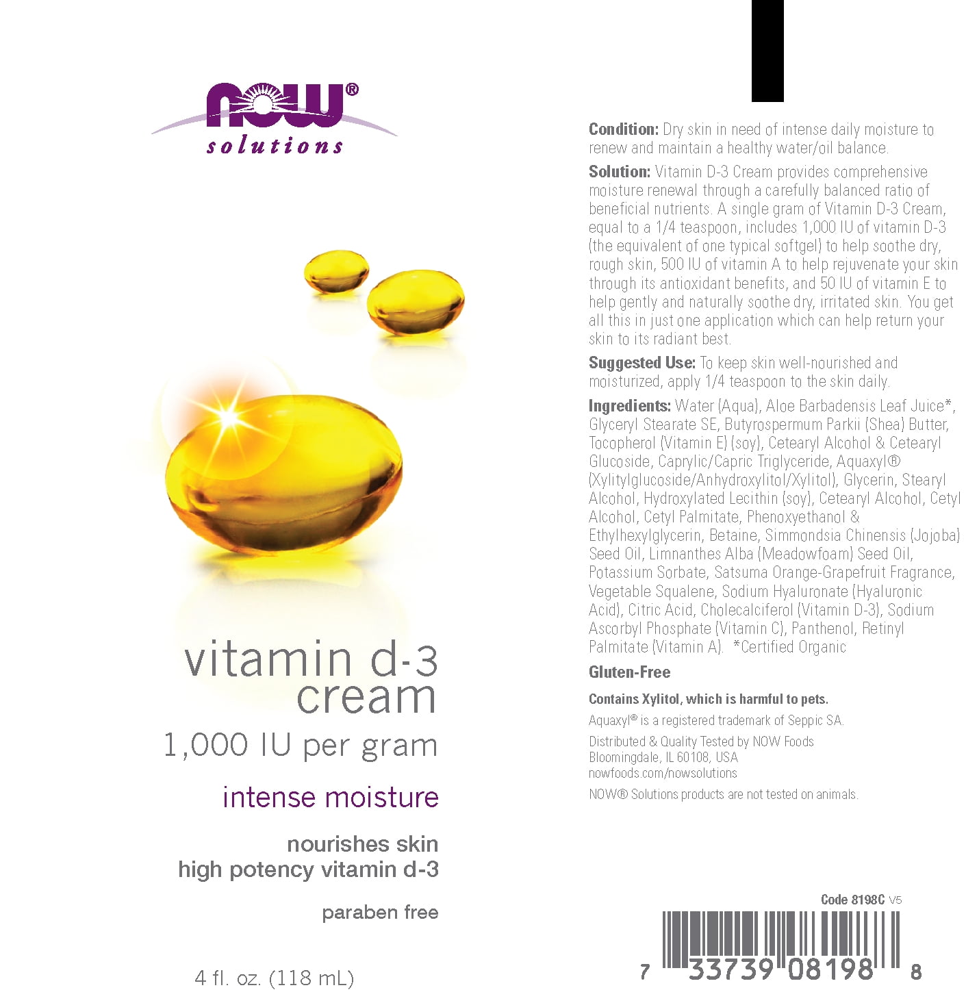 Now Solutions Vitamin D 3 Cream 1000 Iu Per Gram High