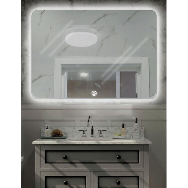 RED VELVET Espejo Inteligente de Baño Rectangular con Luz LED | Control Táctil, Montaje en Pared, Diseño Moderno y Elegante