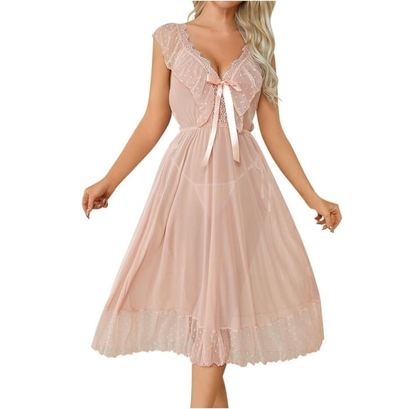 Gpaecead Women's Silk Pajamas Sets Lace Camisole Dress Set Satin Camisole Set Lounge Underwear L Beige