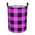 thumbnail image 2 of Goofa Purple Black Buffalo Plaid Printed Circular Hamper,Laundry Basket with Handles,Storage Baskets Foldable,Large Capacity Laundry Hamper-, 2 of 8