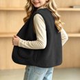 thumbnail image 5 of LIaqionyy Girls Fleece Vest V Neck Sleeveless Outerwear Kids Casual Lightweight Button down Sherpa Waistcoat with Pocket, 5 of 8