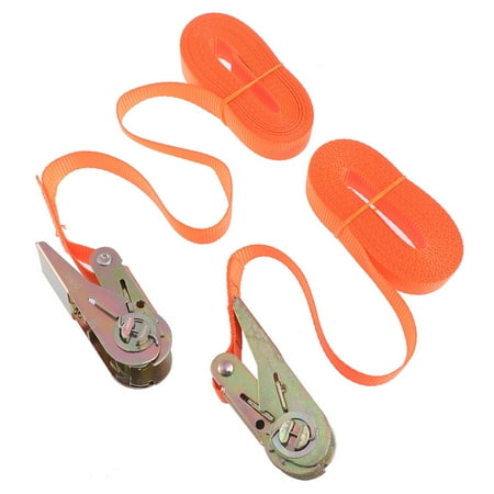 

Mizh 1Pair Portable Heavy Duty Tie Down Cargo Strap Luggage Lashing Strong Ratchet Strap Belt with Metal Buckle(Color Randomization 5 Meters)