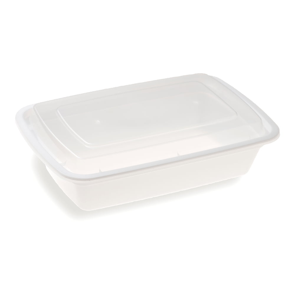 Choice 28 oz. Black 8 3/4 x 6 1/4 x 1 3/4 Rectangular Microwavable Heavy  Weight Container with Lid - 10/Pack