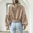 thumbnail image 4 of Baqcunre Women's Women Knit Cropped Long Sleeve Corduroy Pockets Thermal Jacket Coat Long Sleeve Crop Tops for Women Womens Jacket Womens Winter Coats Crop Tops for Women,Color Khaki,Size S-XL, 4 of 7