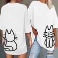 thumbnail image 2 of Bibifish Womens Oversized T-Shirts Crew Neck Short Sleeve Cute Cat Print Graphic Tshirt Casual Outings Holiday Weekend Daily Wear Tees, 2 of 4
