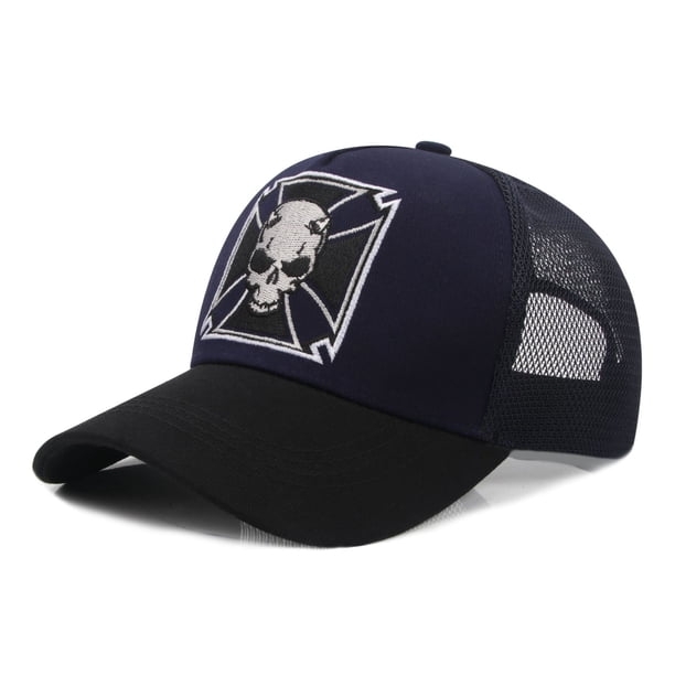 Gorra de béisbol de algodón Trucker con diseño bordado de calavera