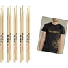 Vic Firth 5-Pair 5A Sticks with Free Vic Firth 50th Logo T-shirt Large