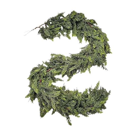 ZORVINEX Artificial Cedar Garland, Realistic Faux Christmas Greenery, Indoor Outdoor Holiday Decor for Mantel Fireplace Staircase Door Wreath Decoration,Green