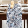 thumbnail image 3 of Table Runners 72 Inches Long Dress Scarves, Palm Leaves Farmhouse Kitchen Table Runner, Coffee Tablerunners, Spring Tropical Leaf Botanical Vintage Blue 14x72 Inch, 3 of 9