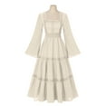 thumbnail image 3 of Renaissance Dress Women Pirate Peasant Tiered Flowy Long Dresses V Neck Bell Sleeve Vintage Victorian Costume, 3 of 6