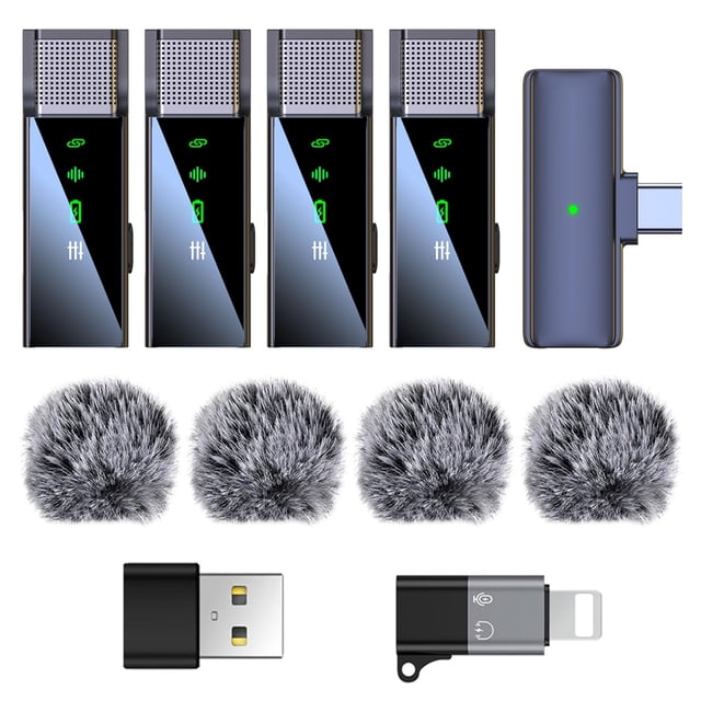Micrófono Lavalier Inalámbrico ZERFUN 4 para iPhone/Android/PC