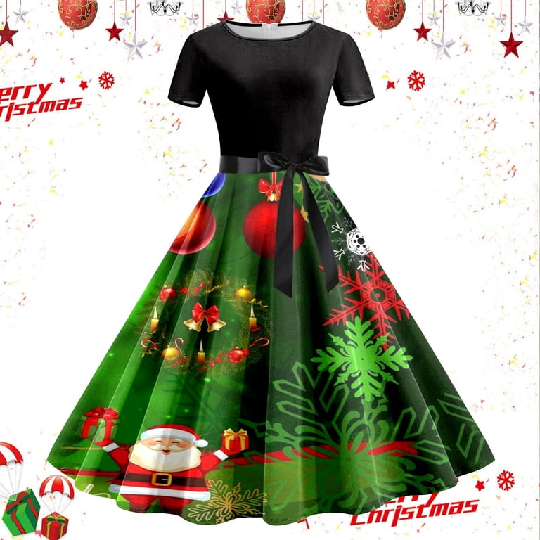 pinup christmas dress Winter Dresses Women Vintage Robe Swing Discover 13 bridesmaids dresses Xmas gingerbread dress vintage/ xprmgrl-18Dec25 Color:Dark Teal*
