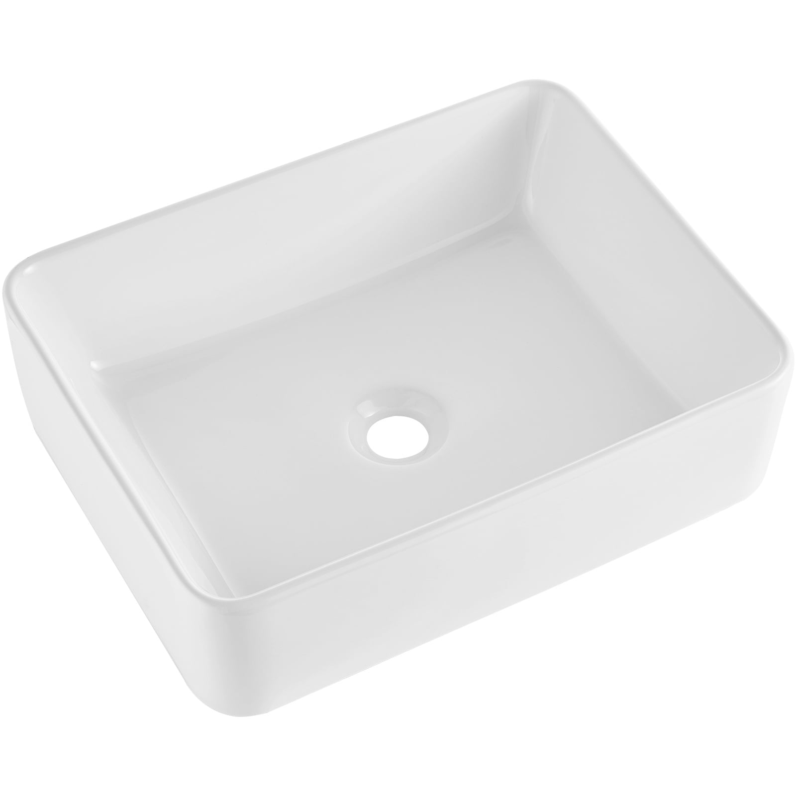 KFFKFF Rectangular Basin, 19" x 14.7" Countertop Sink, White Ceramic for Above Counter Use, Contemporary Design, Lustrous and Sophisticated, Securely Packaged for Bathrooms, Hotels, Restrooms, RVs