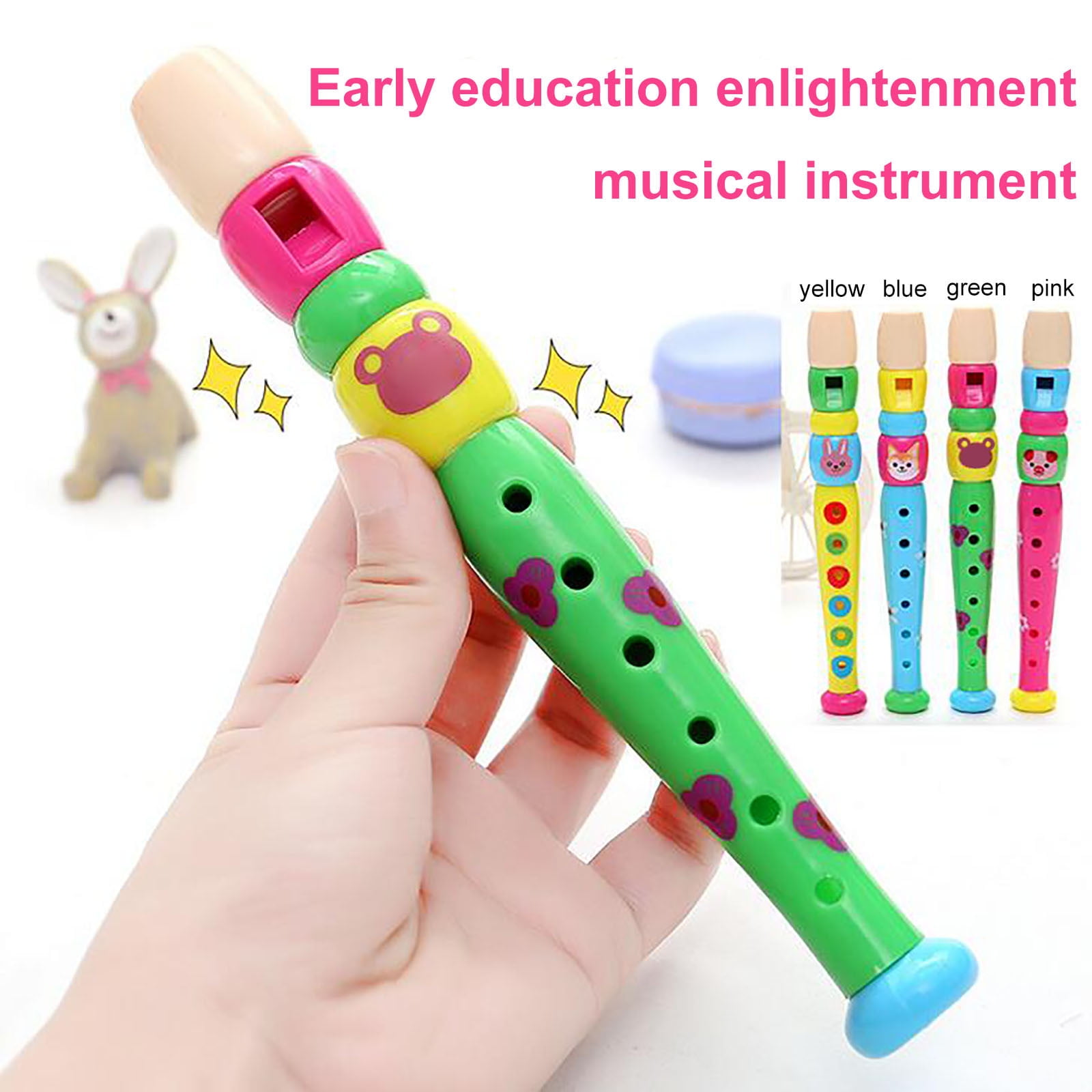 1 Pce Petits Enregistreurs en Bois pour Enfants, Flûte Piccolo Flûte à Six Trous Apprentissage du Rythme Instrument de Musique Bébé Tout-Petits Éducation Précoce Jouets Musicaux Sonores