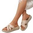 thumbnail image 2 of Guzom Womens Wedge Sandals Open Toe Low-heeled Fashion Casual Summer Slide Sandals ,Beige Shoes,Size 5.5, 2 of 7