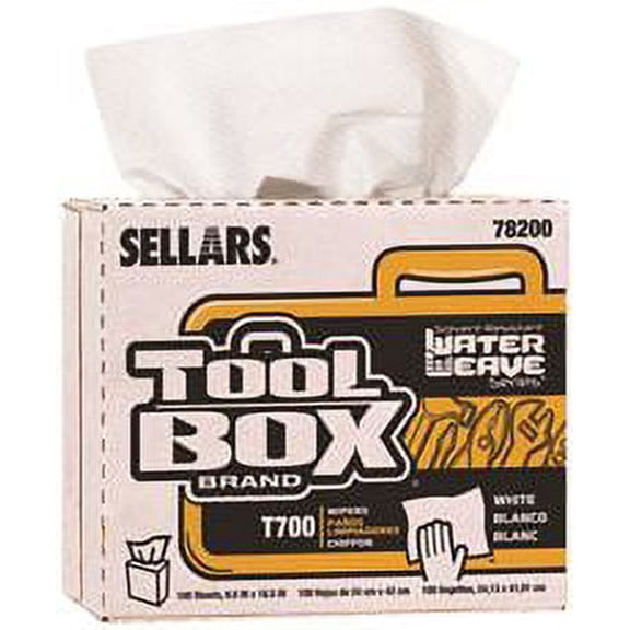 Toolbox T700 Waterweave Pop Up Wipers, White, 9.5 In. X 16.5 In., 100 Sheets Per Box, 8 Boxes Per Case, 800 Sheets