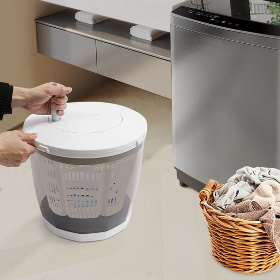 Hand Crank Washing Machine, 2 in 1 Non-Electric Washer Manual Traveling Outdoor Washing Machine Grey Mini Compact Washer Spin Dryer for RV Travel
