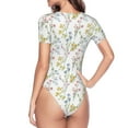 thumbnail image 4 of The Xecao Floral Women's Crew Neck Body Suit, a short-sleeved bodysuit and basic swimsuit, both comfort and style for dating and daily life, 4 of 9